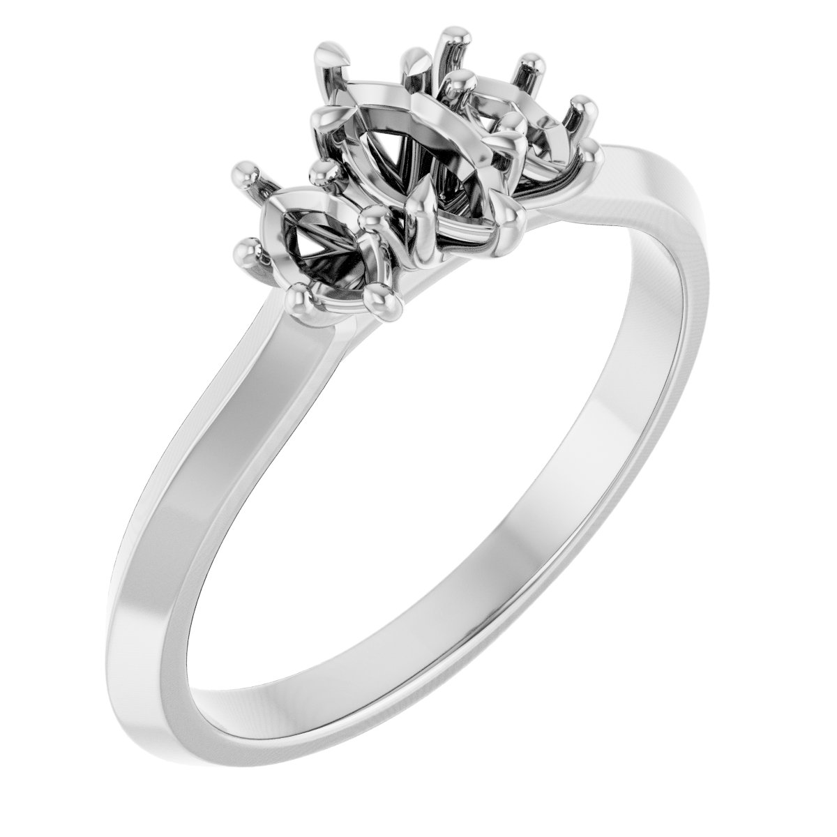 Claw-Prong Three-Stone Engagement Ring