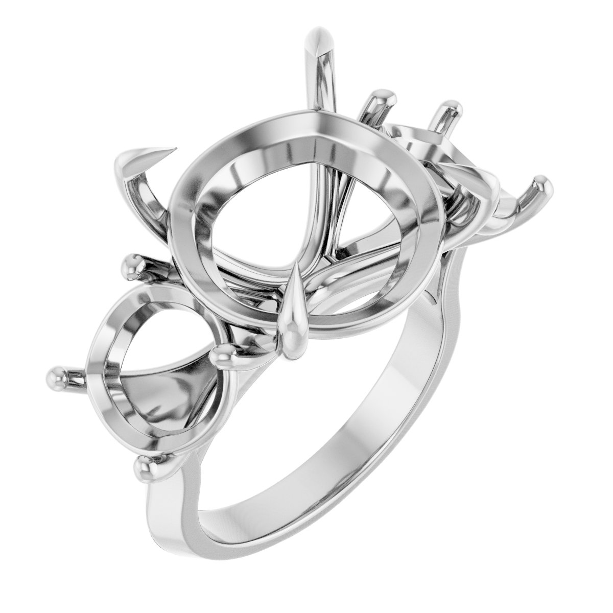 Claw-Prong Three-Stone Engagement Ring