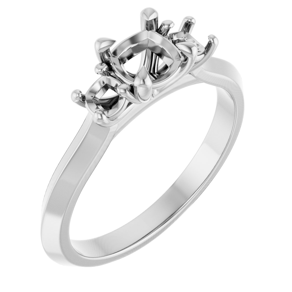 Claw-Prong Three-Stone Engagement Ring