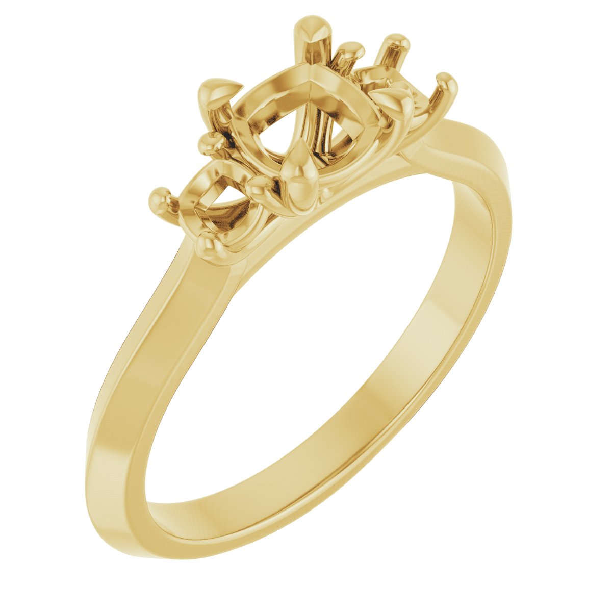 Claw-Prong Three-Stone Engagement Ring