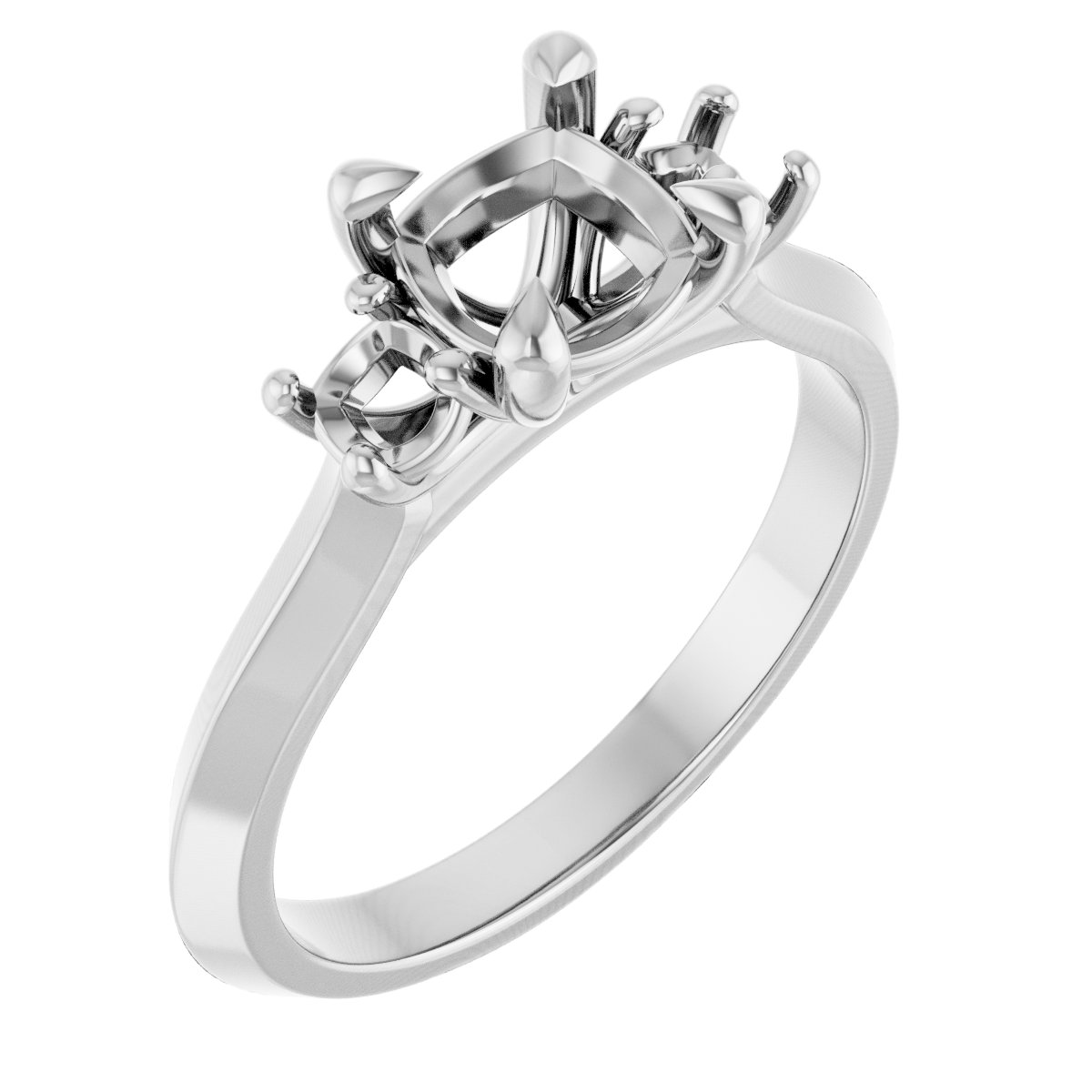 Claw-Prong Three-Stone Engagement Ring