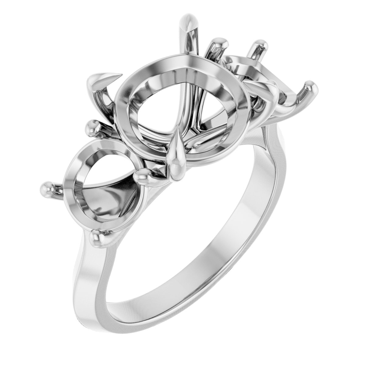 Claw-Prong Three-Stone Engagement Ring
