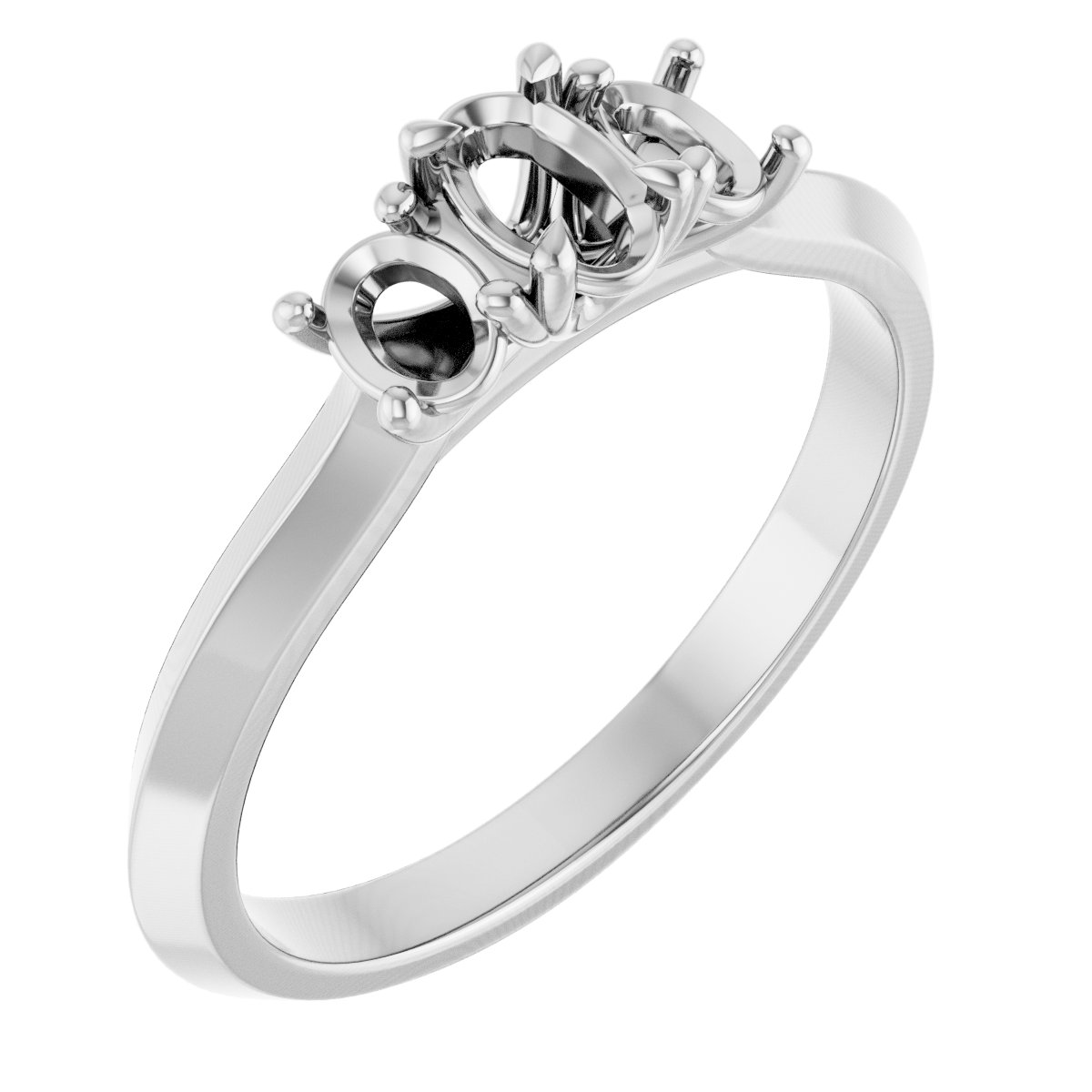 Claw-Prong Three-Stone Engagement Ring