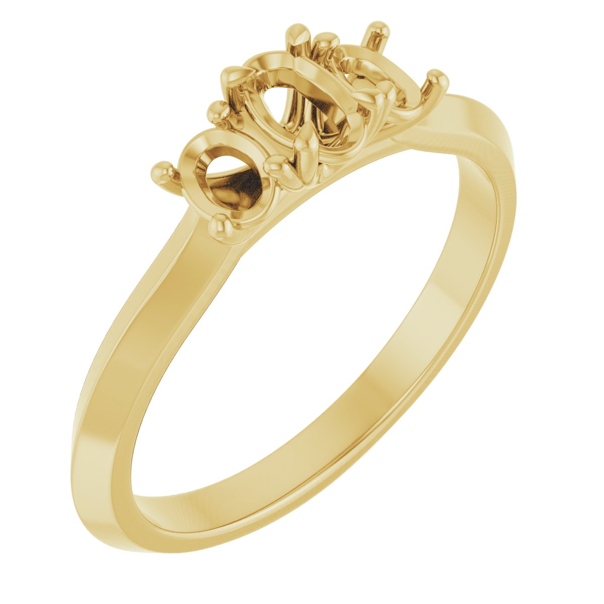 Claw-Prong Three-Stone Engagement Ring