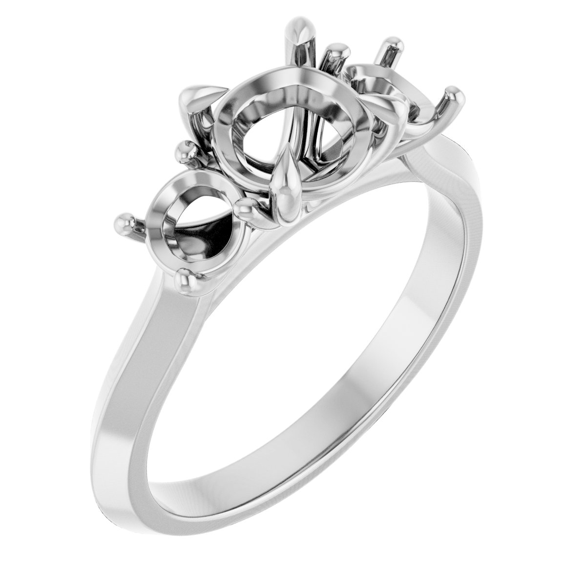Claw-Prong Three-Stone Engagement Ring