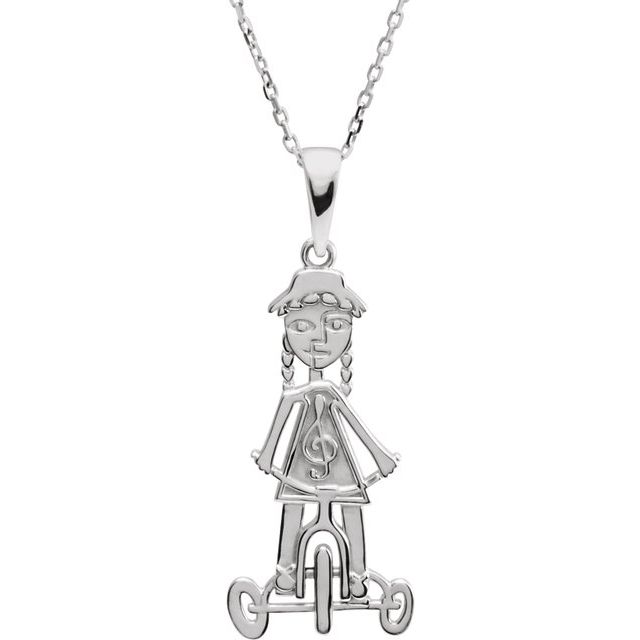 14K White Little Red Tricycle Pendant