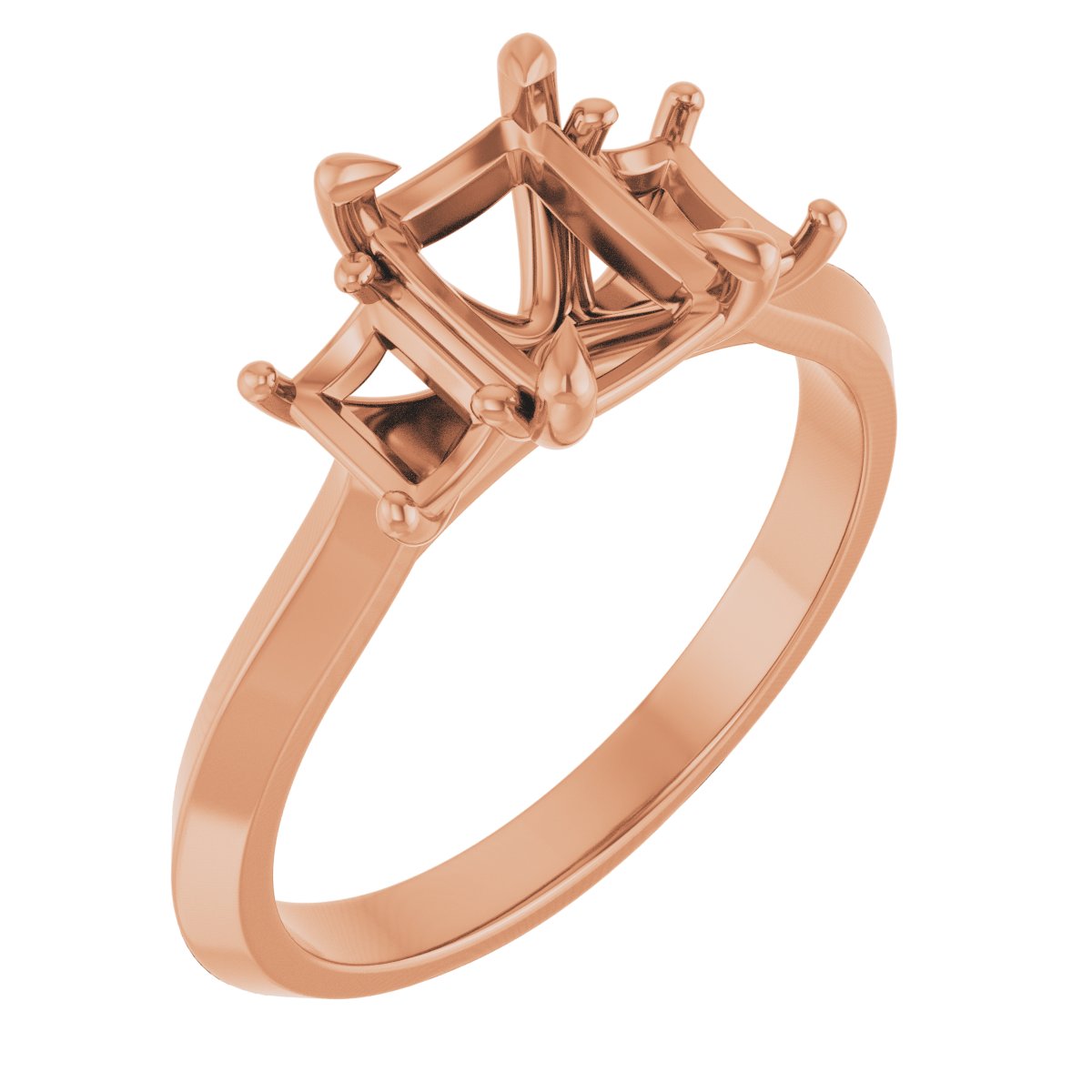 Claw-Prong Three-Stone Engagement Ring