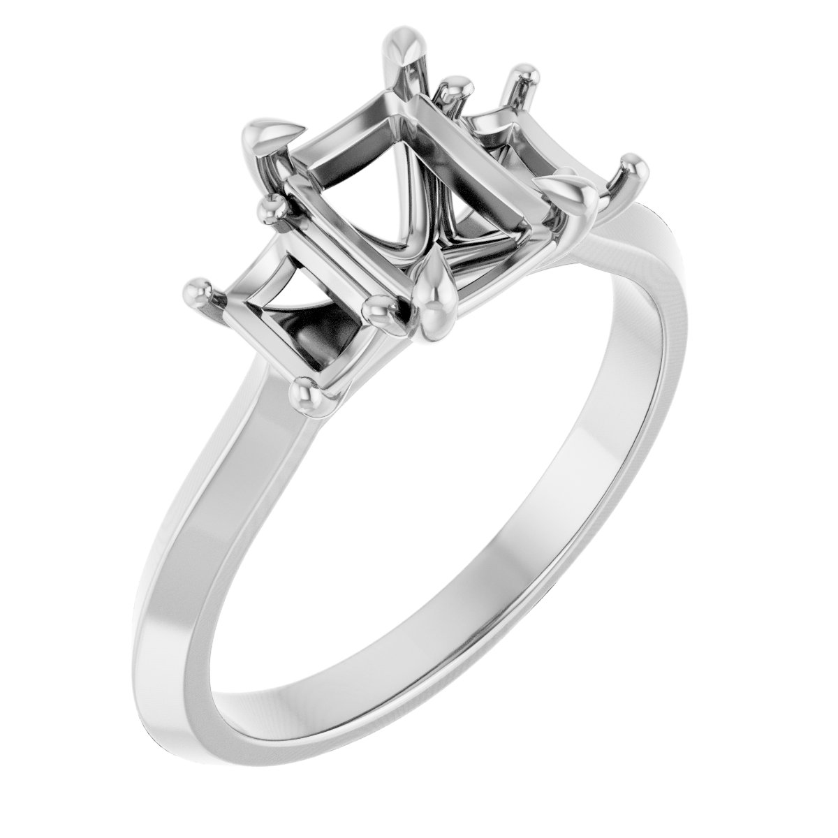 Claw-Prong Three-Stone Engagement Ring