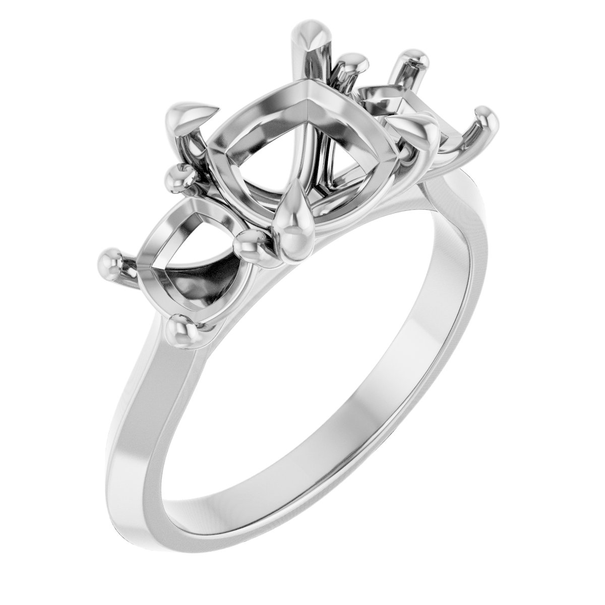 Claw-Prong Three-Stone Engagement Ring