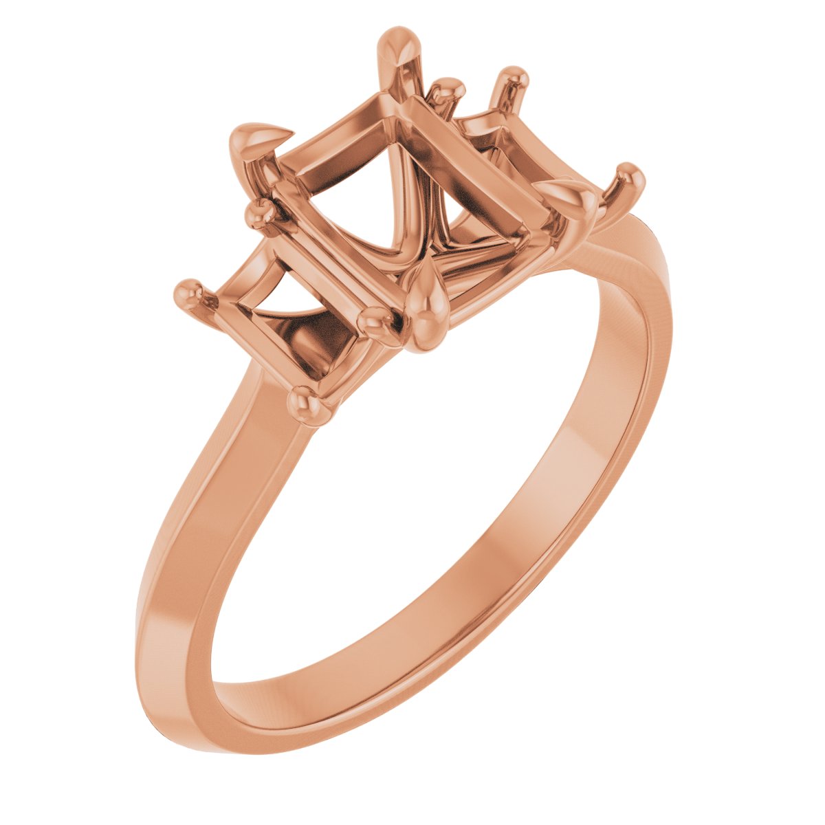 Claw-Prong Three-Stone Engagement Ring