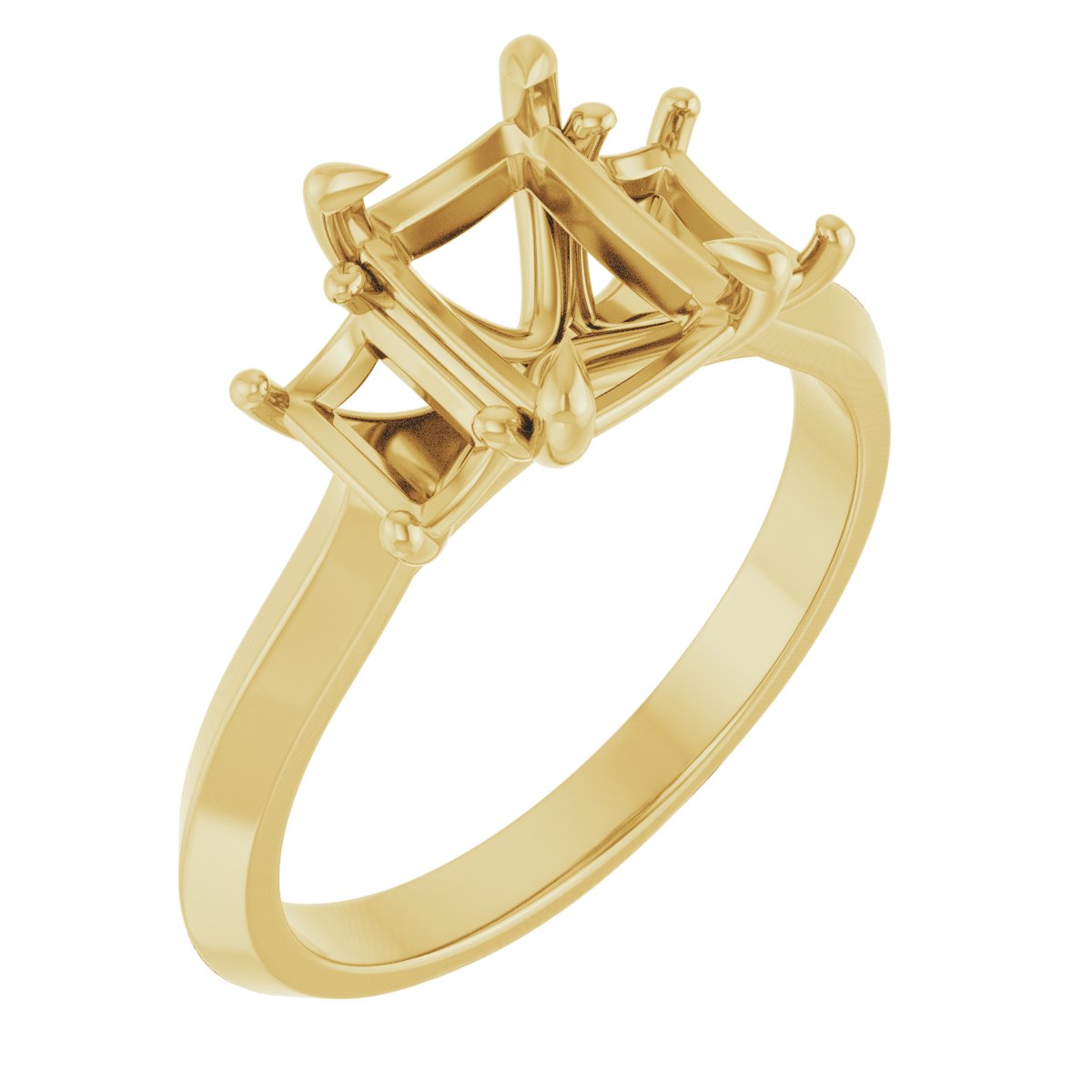 Claw-Prong Three-Stone Engagement Ring