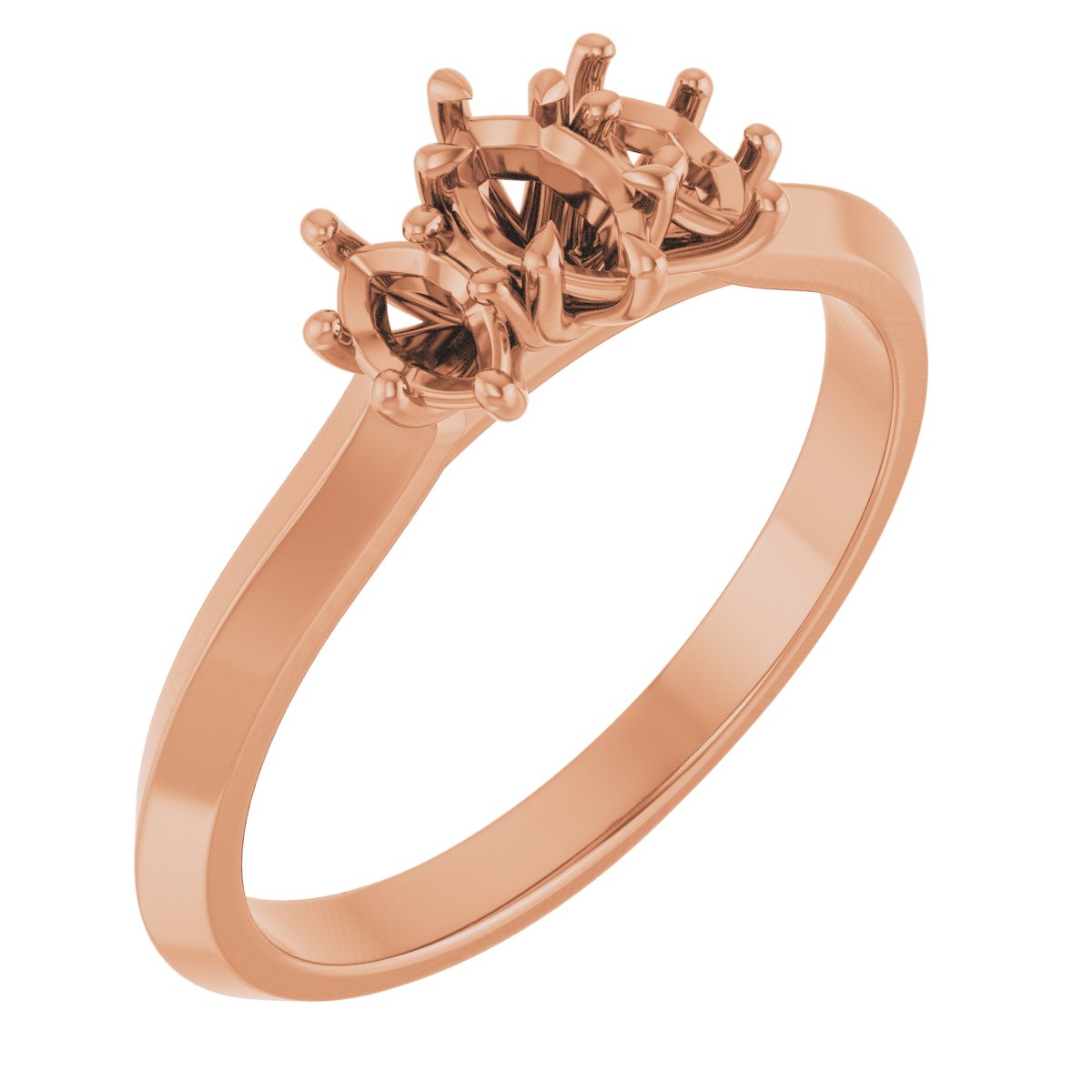 Claw-Prong Three-Stone Engagement Ring