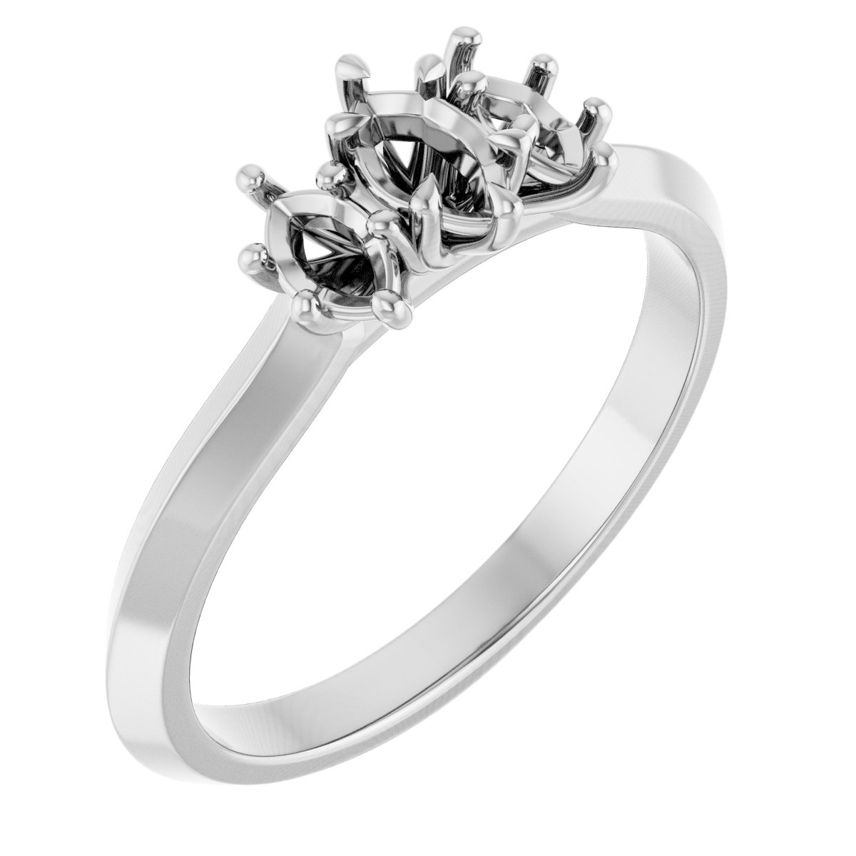 Claw-Prong Three-Stone Engagement Ring