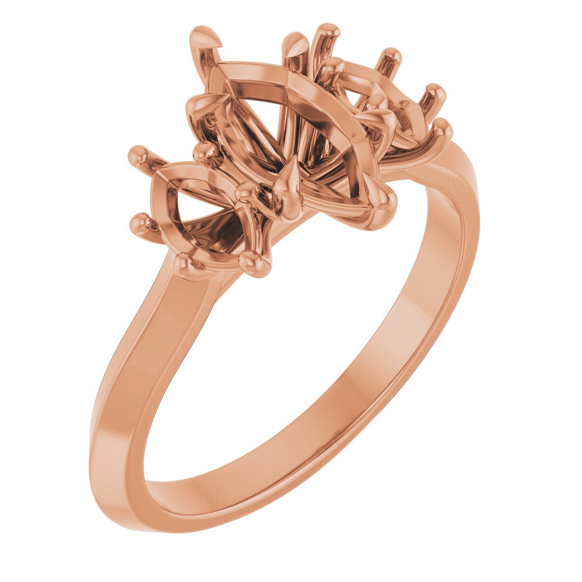 Claw-Prong Three-Stone Engagement Ring
