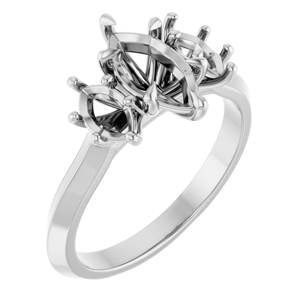 Claw-Prong Three-Stone Engagement Ring