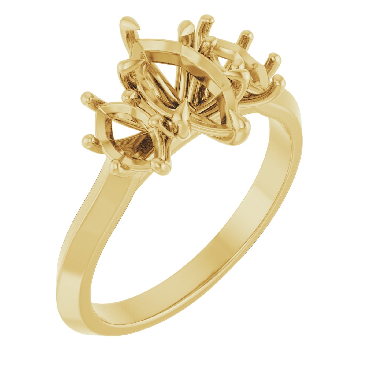 Claw-Prong Three-Stone Engagement Ring