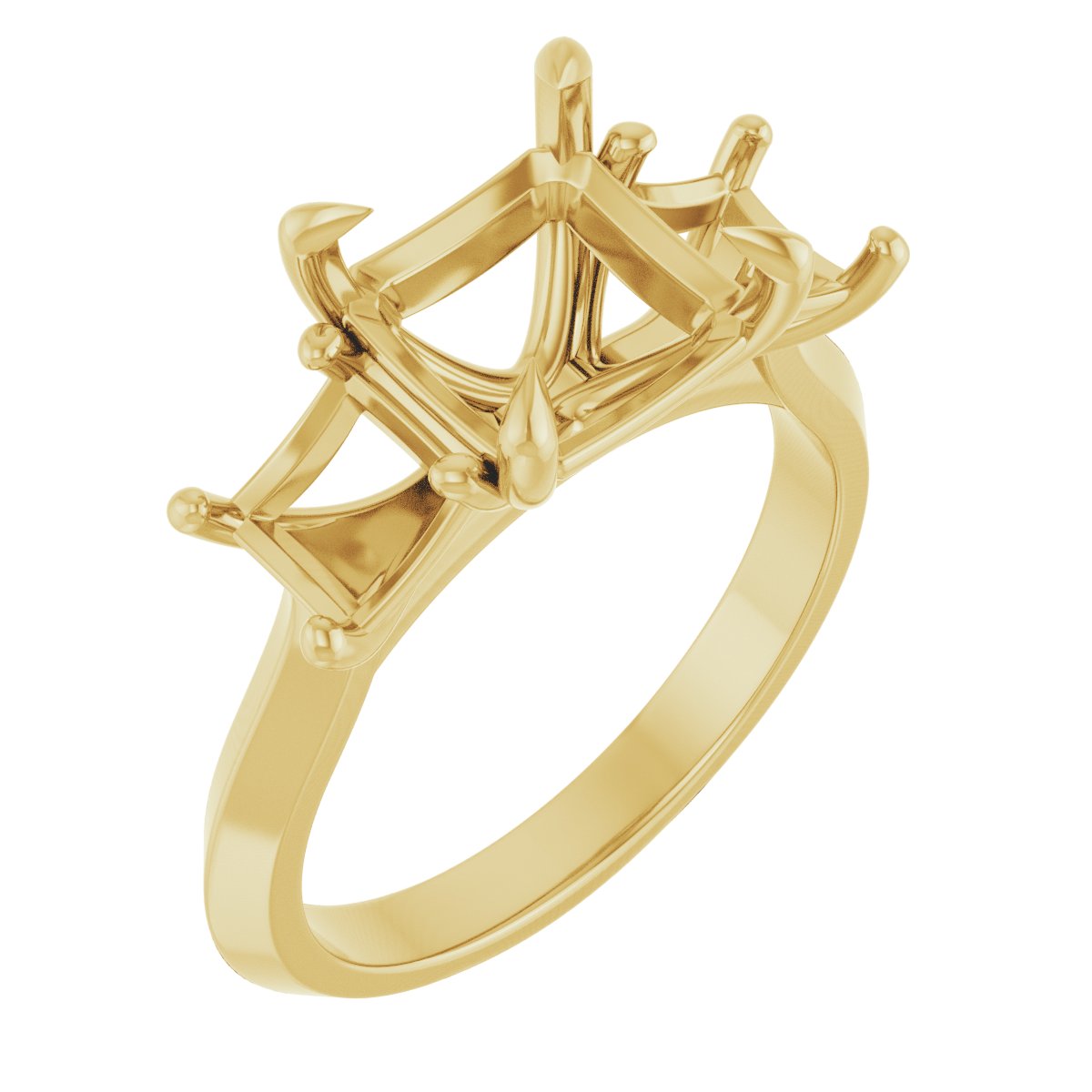 Claw-Prong Three-Stone Engagement Ring