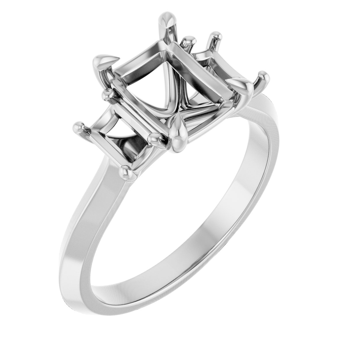 Claw-Prong Three-Stone Engagement Ring