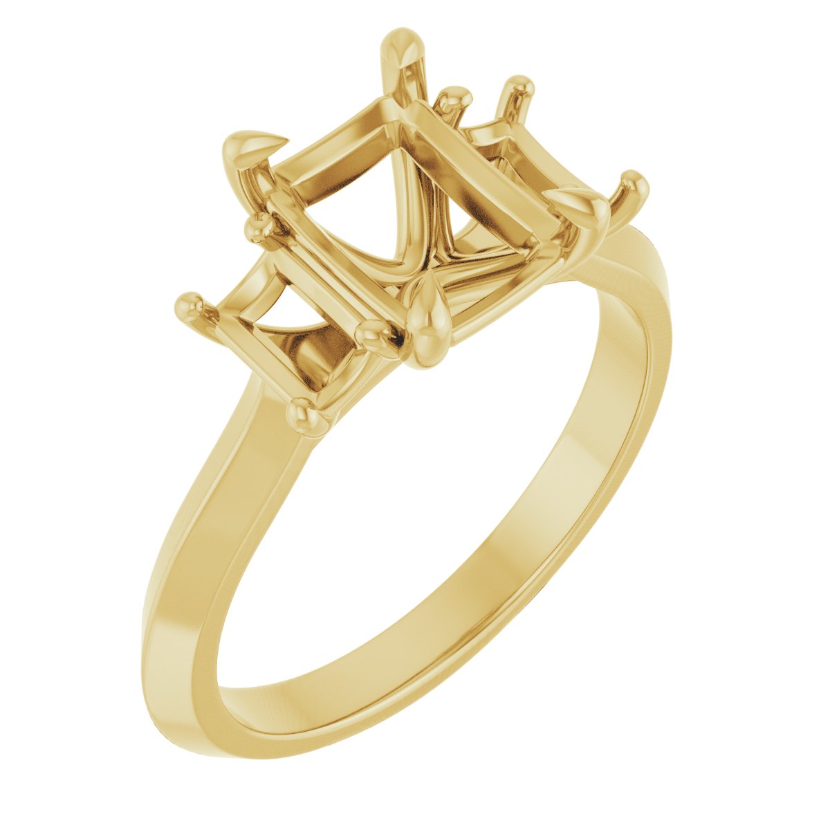 Claw-Prong Three-Stone Engagement Ring