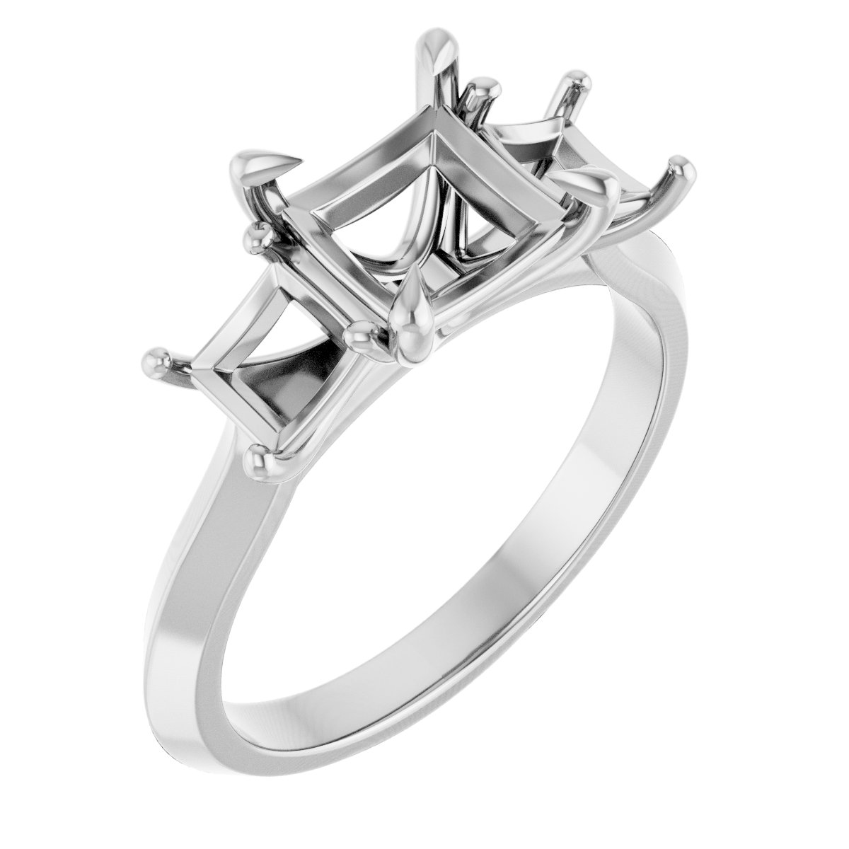 Claw-Prong Three-Stone Engagement Ring
