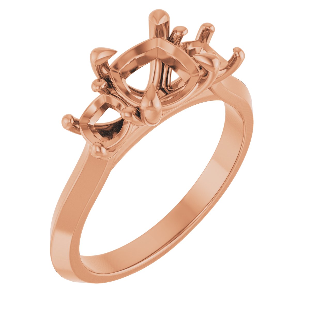 Claw-Prong Three-Stone Engagement Ring