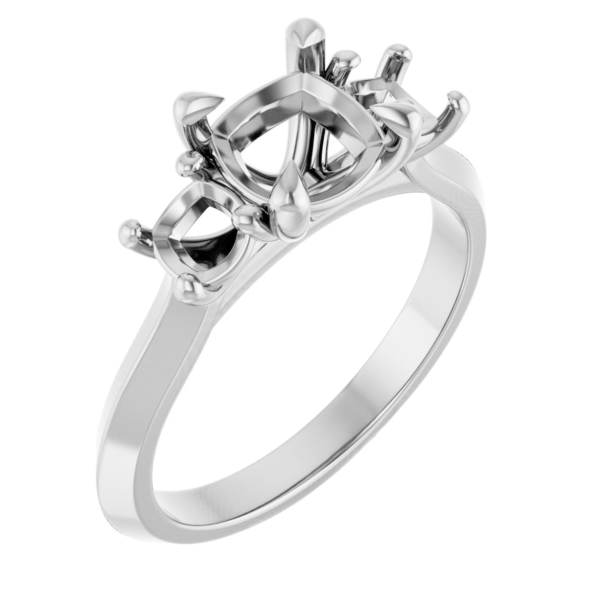 Claw-Prong Three-Stone Engagement Ring