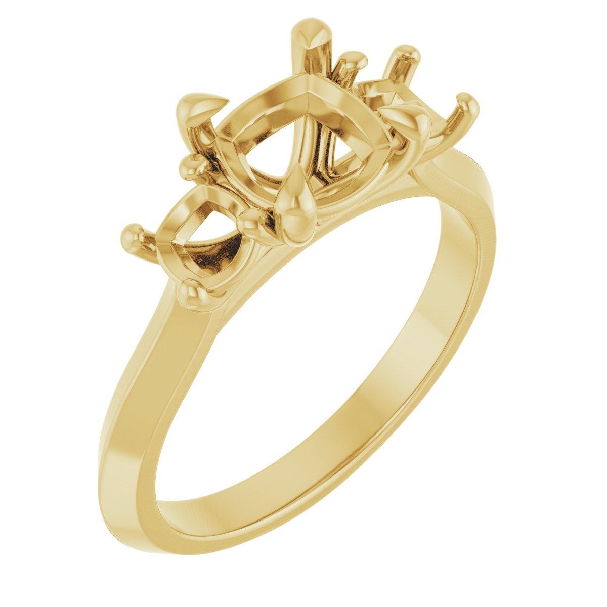 Claw-Prong Three-Stone Engagement Ring