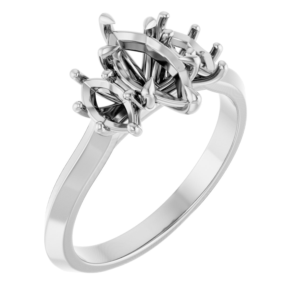 Claw-Prong Three-Stone Engagement Ring
