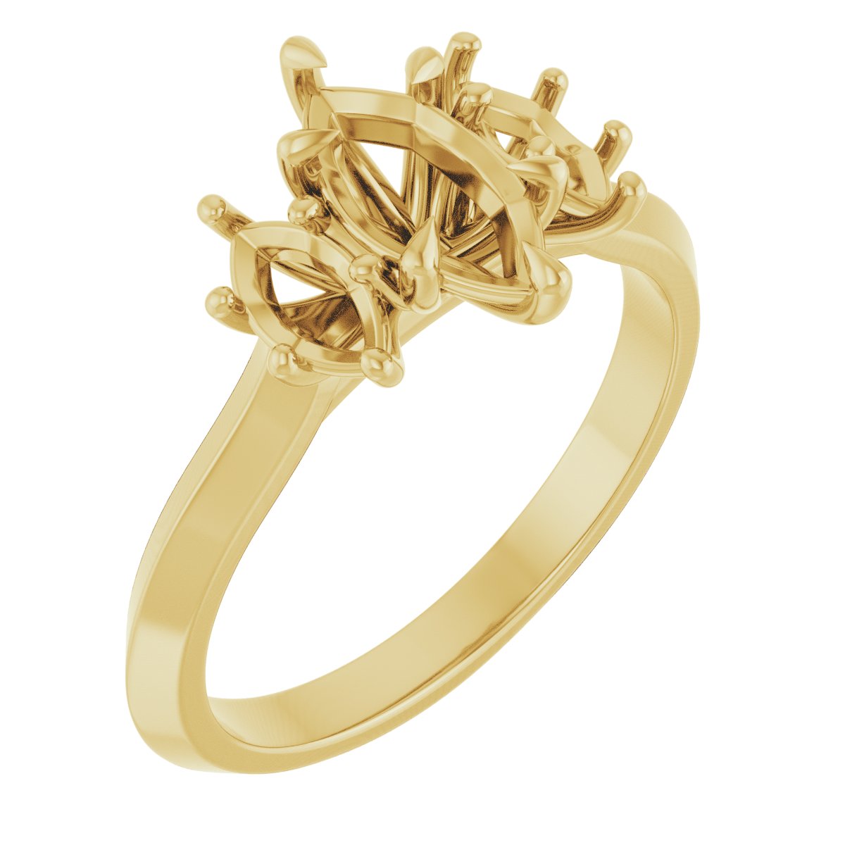 Claw-Prong Three-Stone Engagement Ring