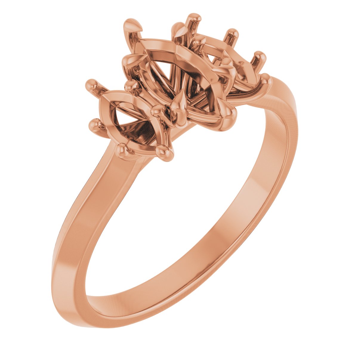 Claw-Prong Three-Stone Engagement Ring