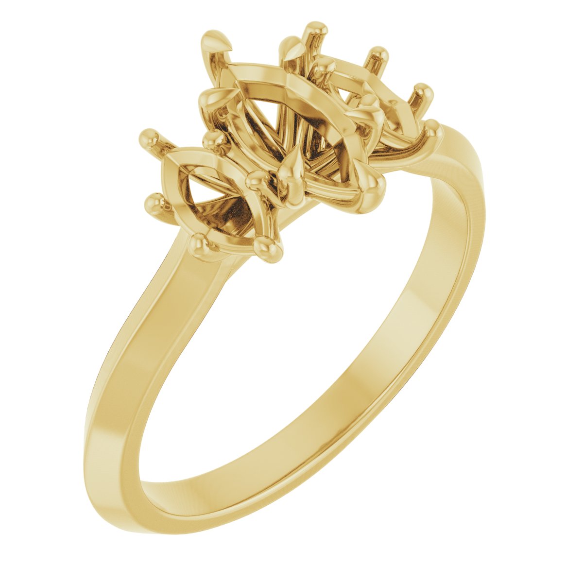 Claw-Prong Three-Stone Engagement Ring