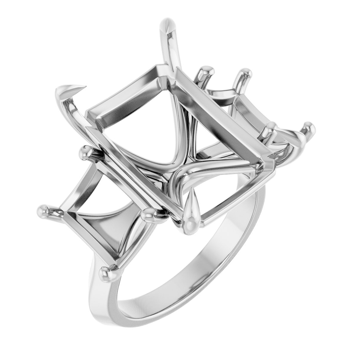Claw-Prong Three-Stone Engagement Ring