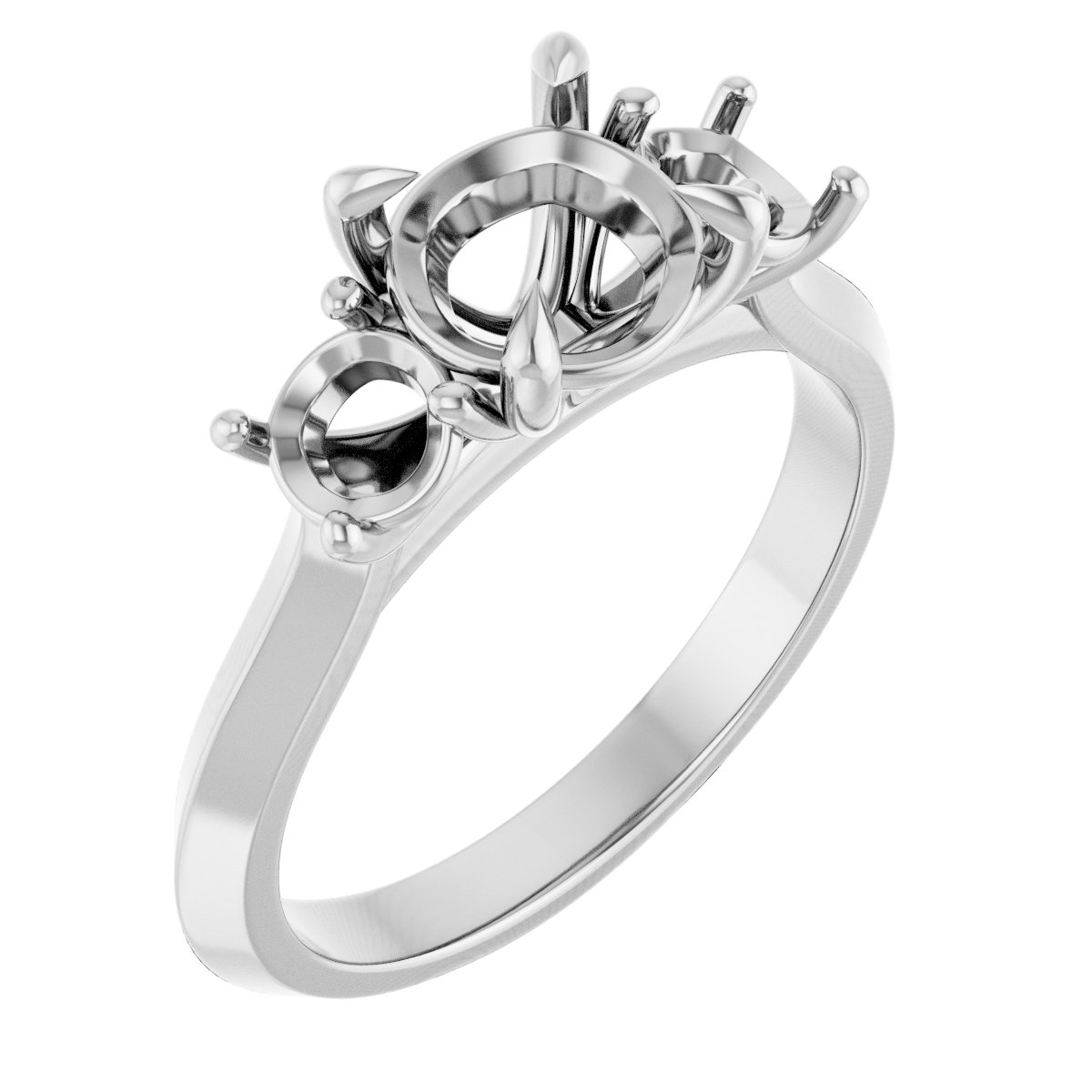 Claw-Prong Three-Stone Engagement Ring
