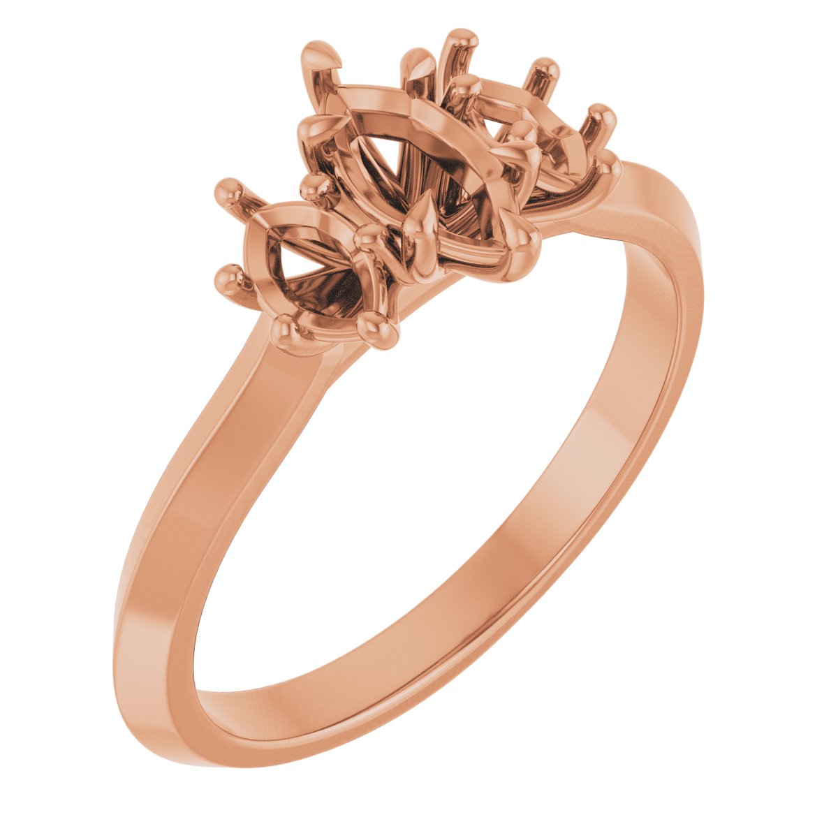 Claw-Prong Three-Stone Engagement Ring