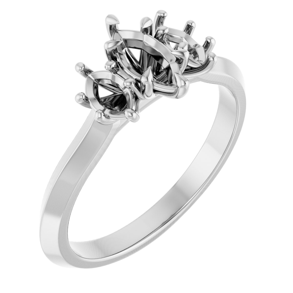 Claw-Prong Three-Stone Engagement Ring