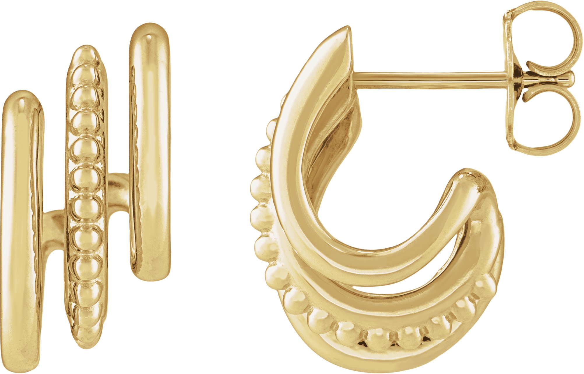 Beaded Stacked Triple Hoop Earrings