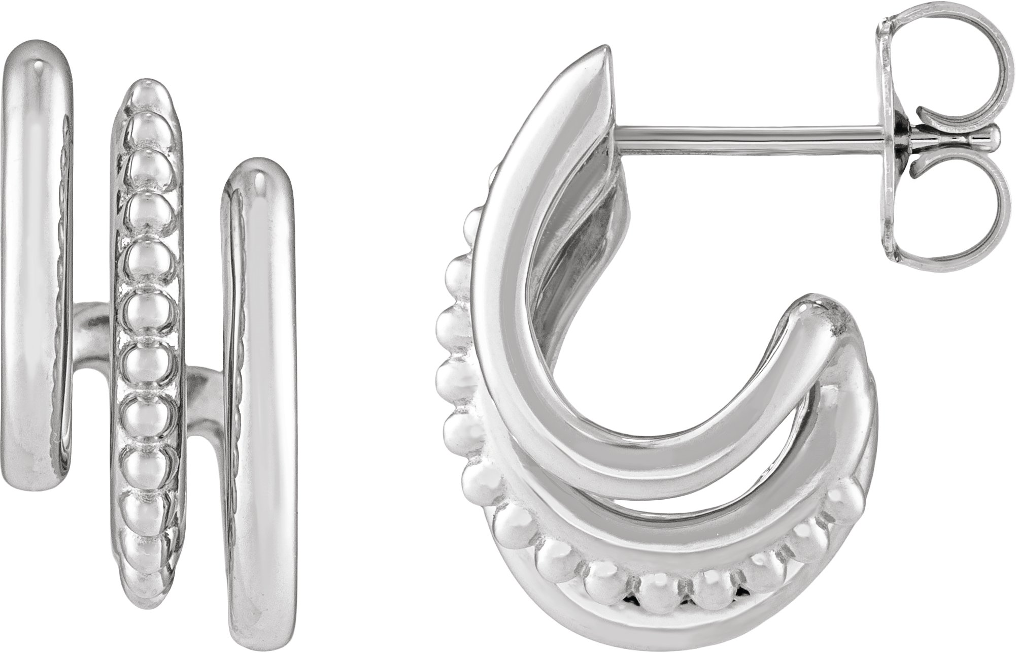 Beaded Stacked Triple Hoop Earrings
