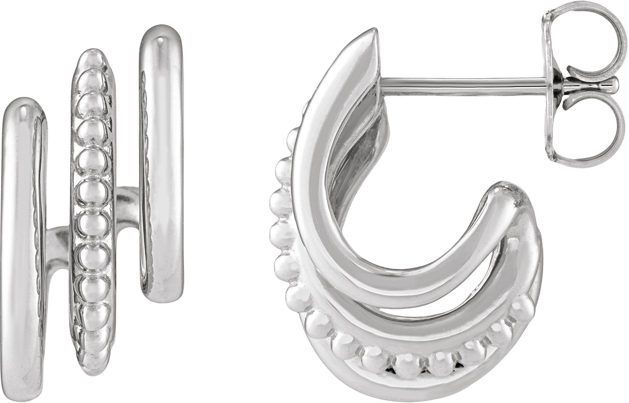 Beaded Stacked Triple Hoop Earrings