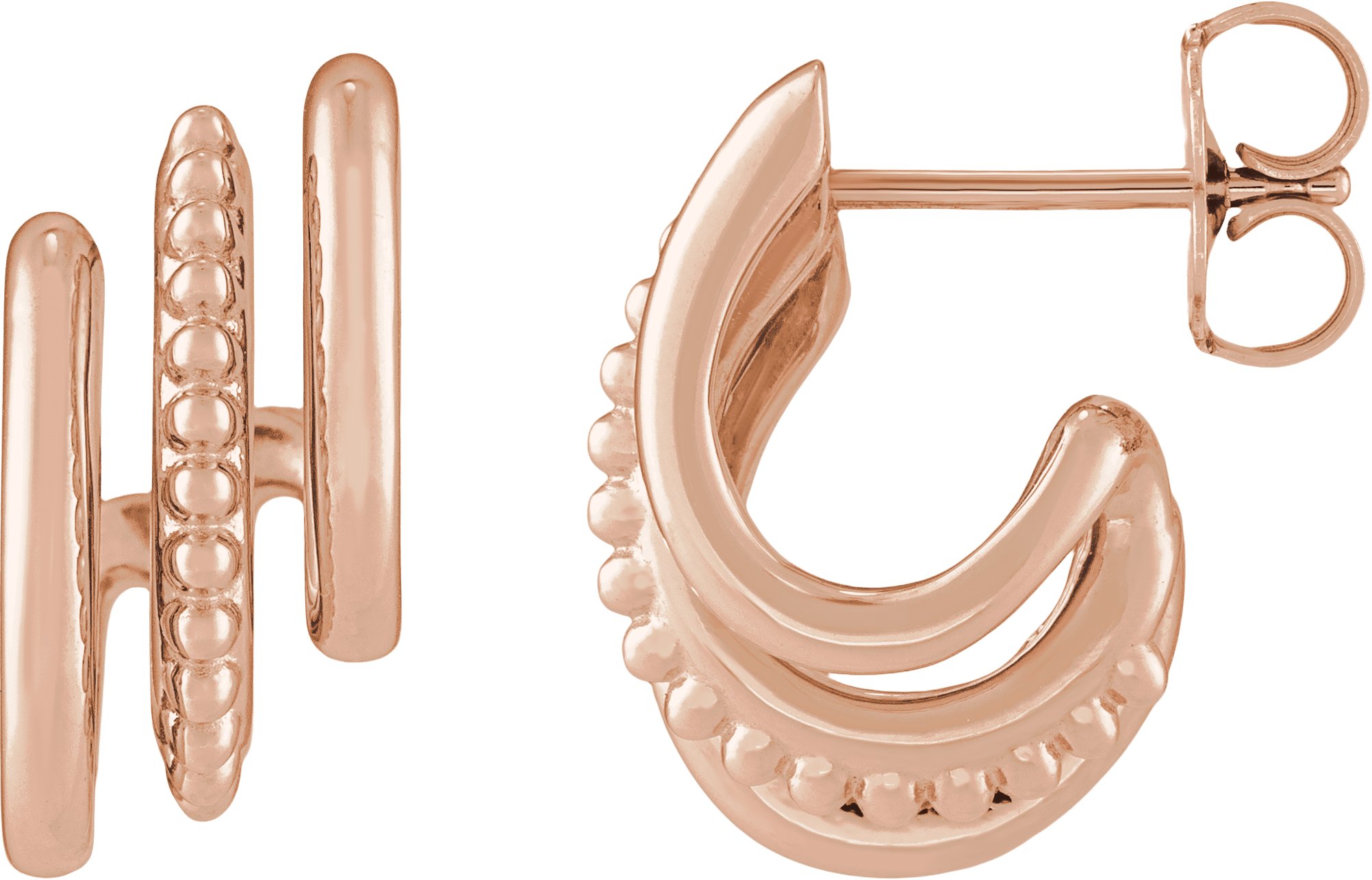 Beaded Stacked Triple Hoop Earrings