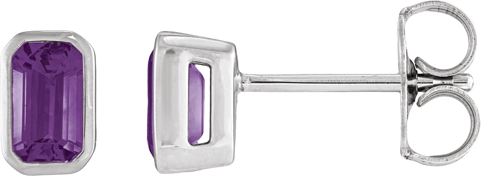 Natural Amethyst Tapered Bezel Earrings