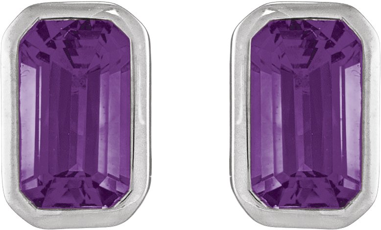 Alternative view of Natural Amethyst Tapered Bezel Earrings