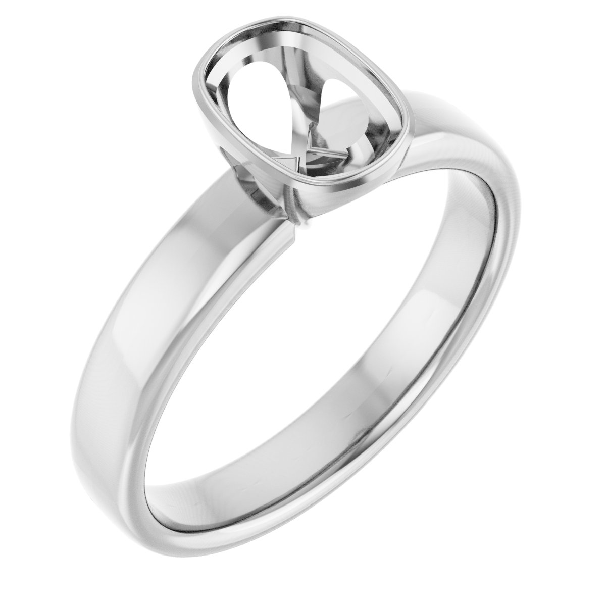 Elongated Cushion diamond set in a ring