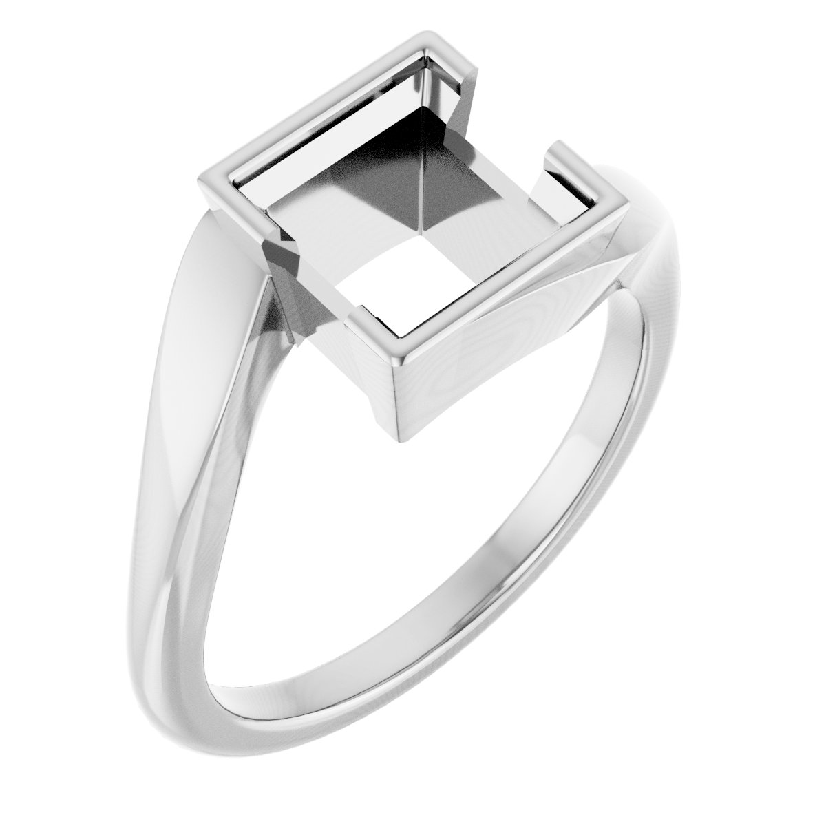 Half-Bezel Solitaire Engagement Ring
