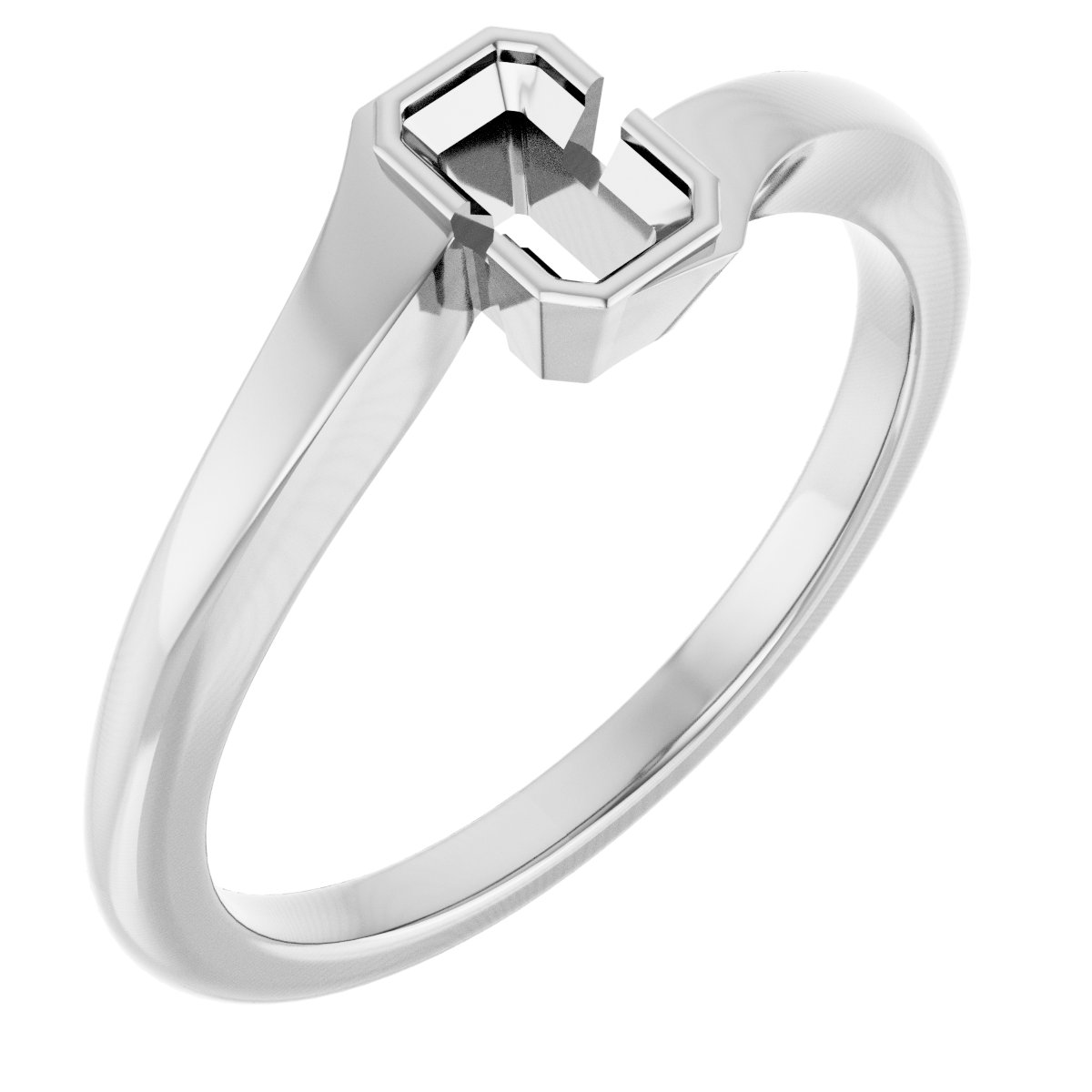 Half-Bezel Solitaire Engagement Ring
