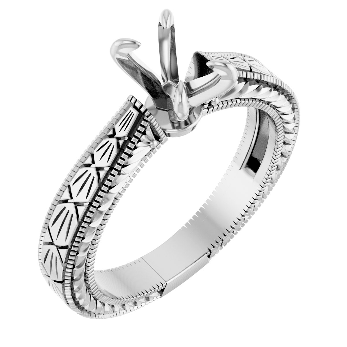 Claw-Prong Solitaire Sculptural Engagement Ring