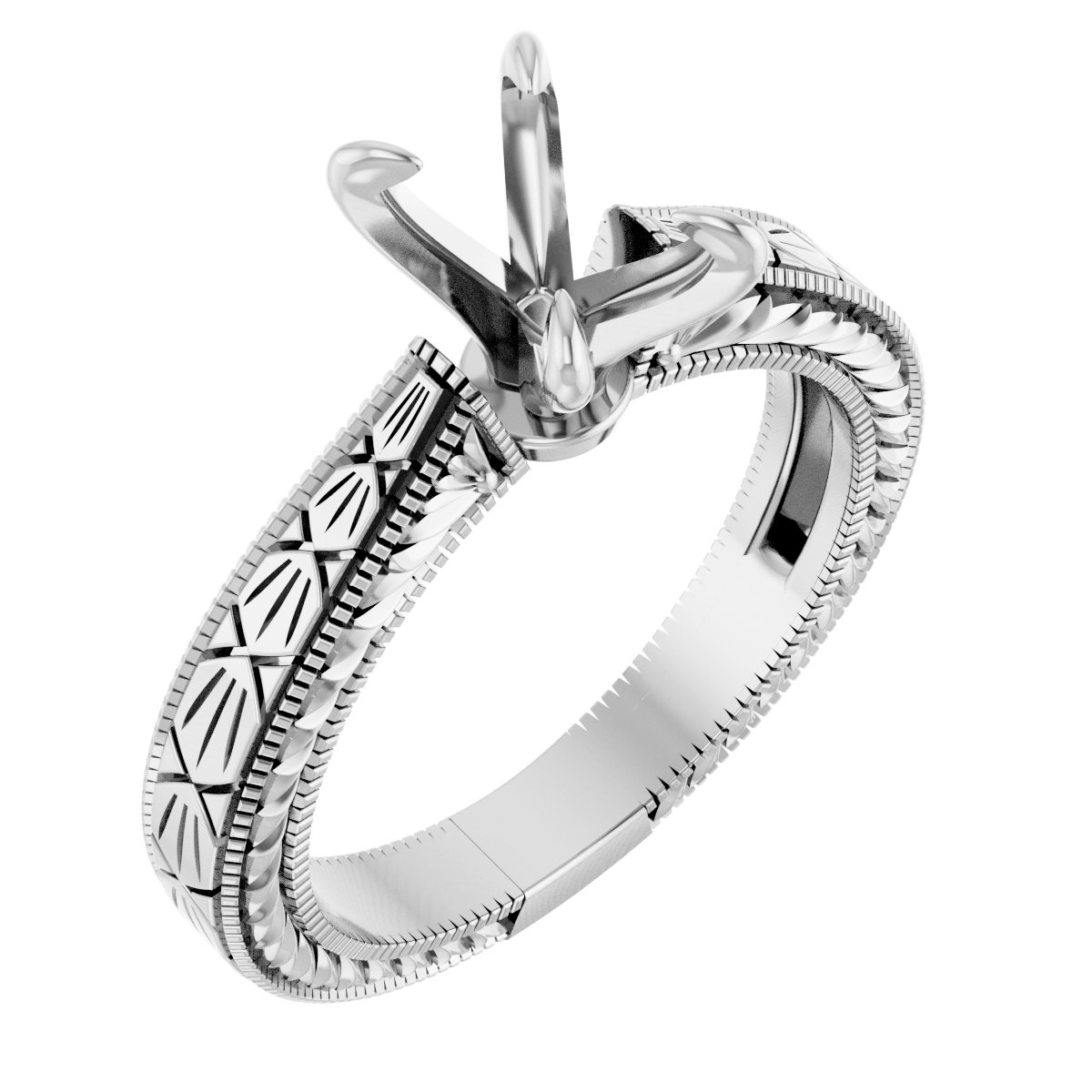 Claw-Prong Solitaire Sculptural Engagement Ring