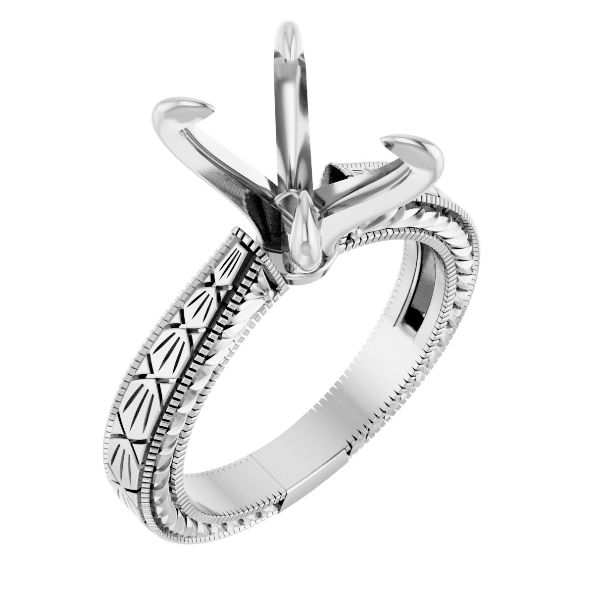 Claw-Prong Solitaire Sculptural Engagement Ring