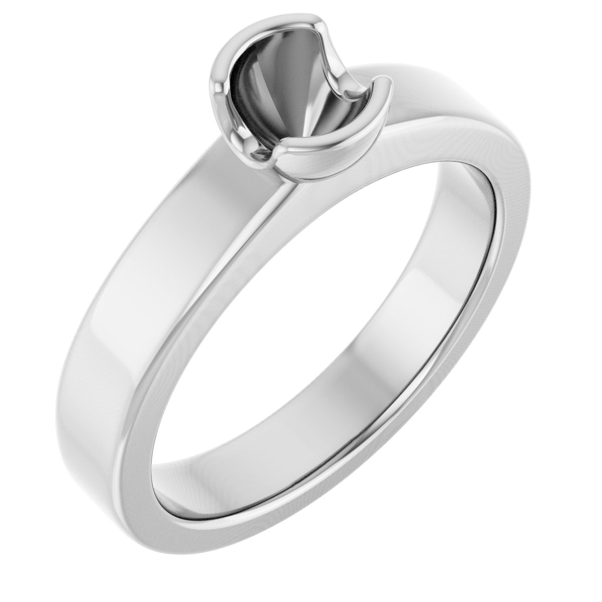 Half-Bezel Solitaire Engagement Ring or Band