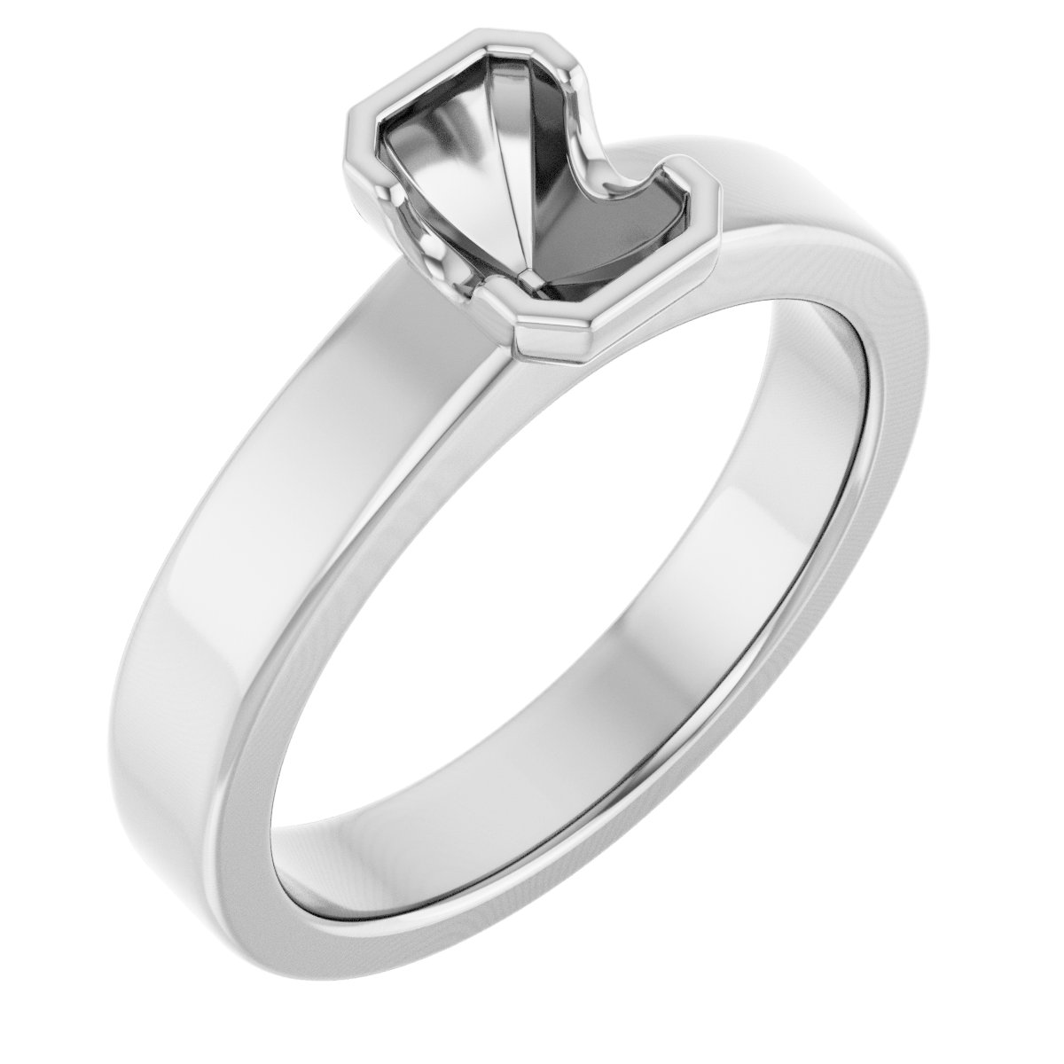 Half-Bezel Solitaire Engagement Ring or Band