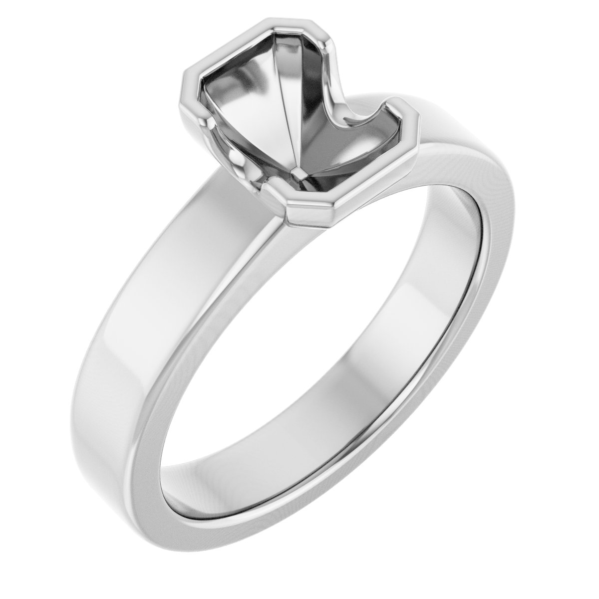 Half-Bezel Solitaire Engagement Ring or Band